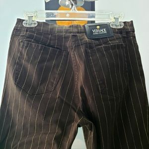 VERSACE JEANS COUTURE brown with gold pin stripes size 12 rare vintage